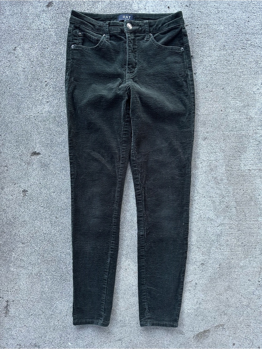 Oat Green Corduroy Skinny Pants